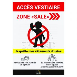 Autocollant "Accès vestiaire Zone Sale" flèche à droite