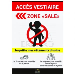 Autocollant "Accès vestiaire Zone Sale" flèche à gauche