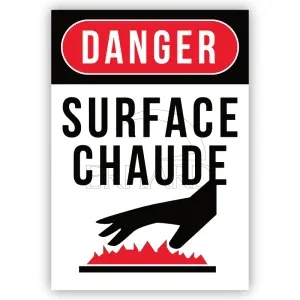 Autocollant "DANGER Surface Chaude" 15x21cm
